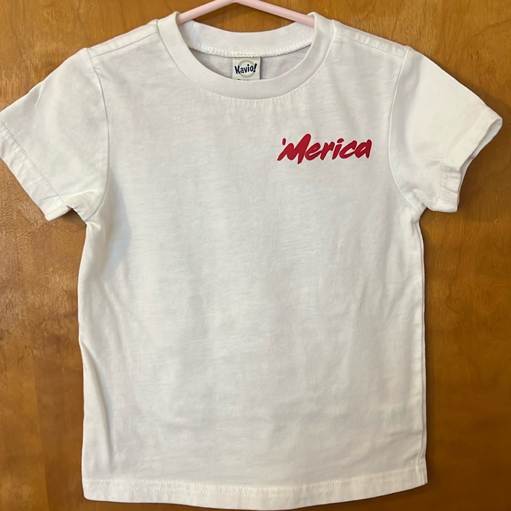 Kavio Toddler Boys White “‘Merica Short Sleeve Shirt.